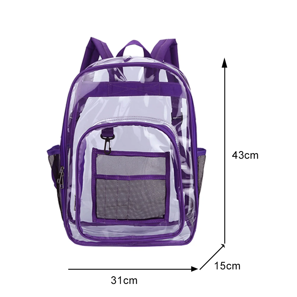 

PVC Waterproof Transparent School Bag See Through Backpacks High Quality Large Capacity Backpack Solid Clear Backpack