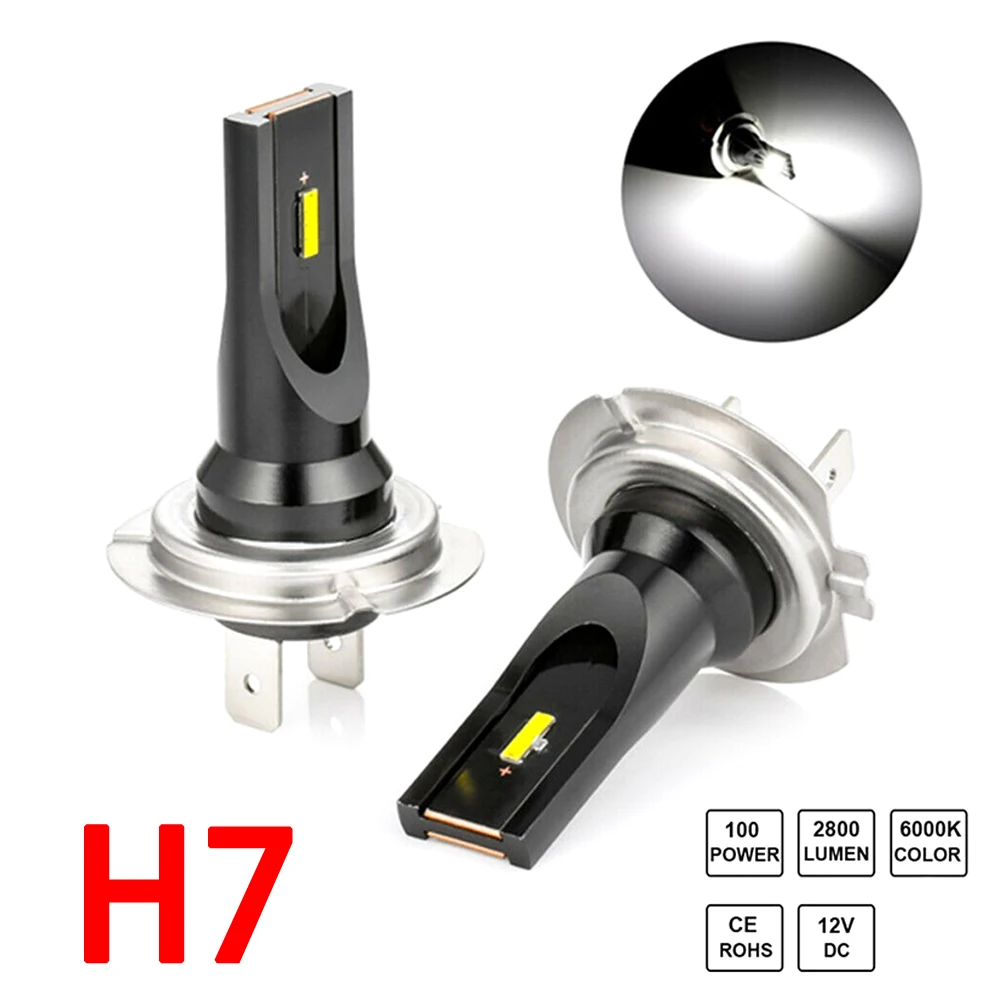 2 шт. светодиодный комплект фар H7 6000K 100W противотуманный светильник дневный