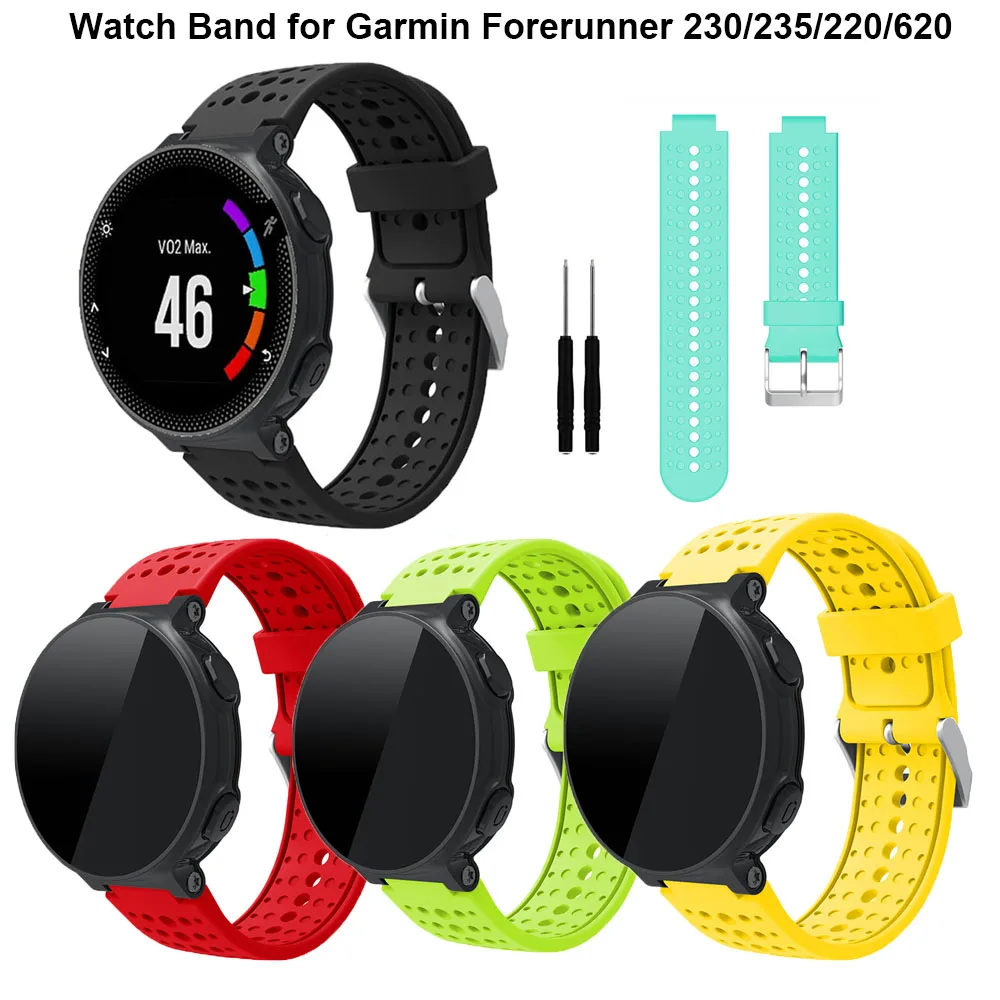 Силиконовый сменный ремешок для смарт часов Garmin Forerunner 230 235 220 620 630