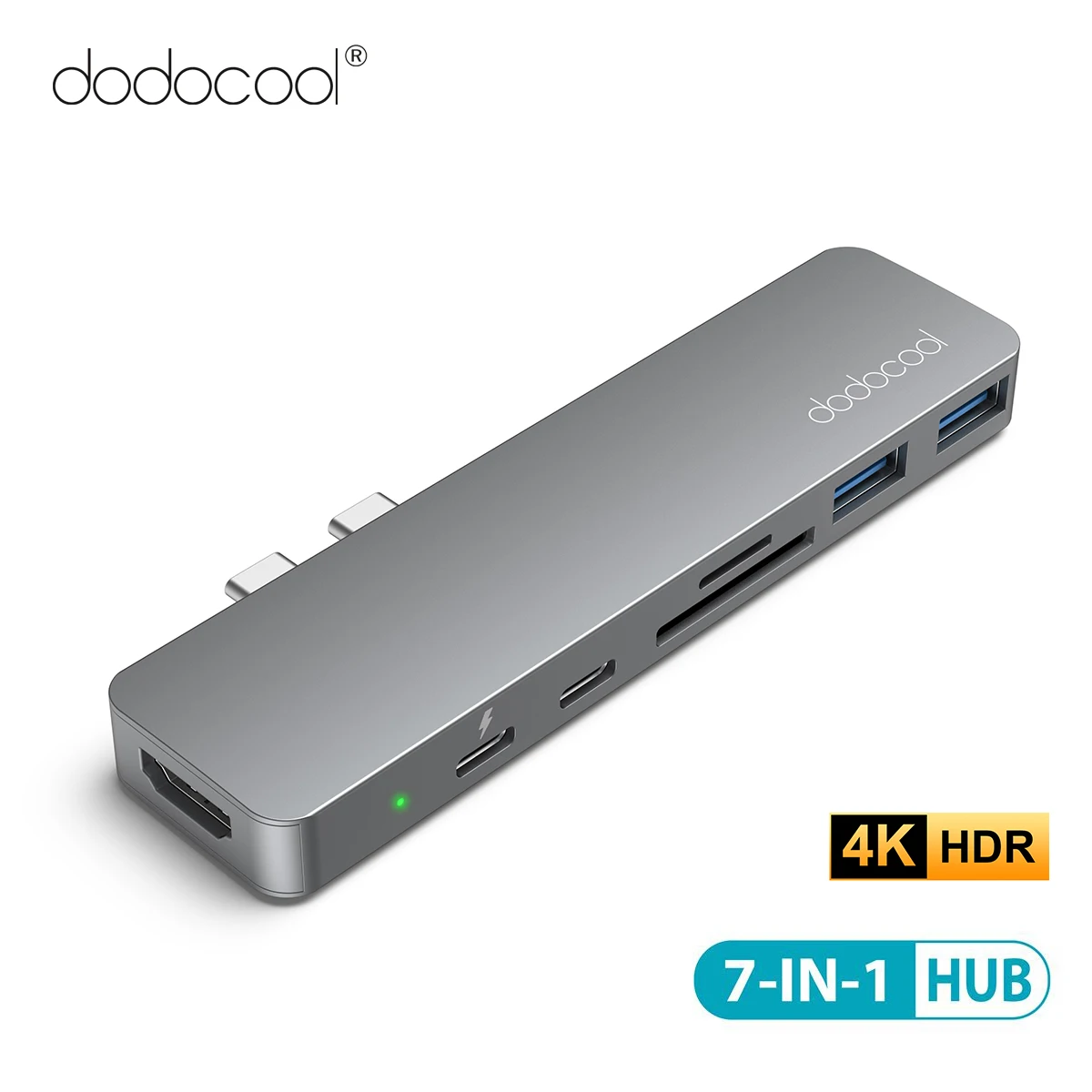 

dodocool Alloy 7-in-1 Dual USB-C USB C HUB with 4K HD SD/TF Card Reader 3 USB 3.0 HUB Thunderbolt Type-C HUB for MacBook Pro