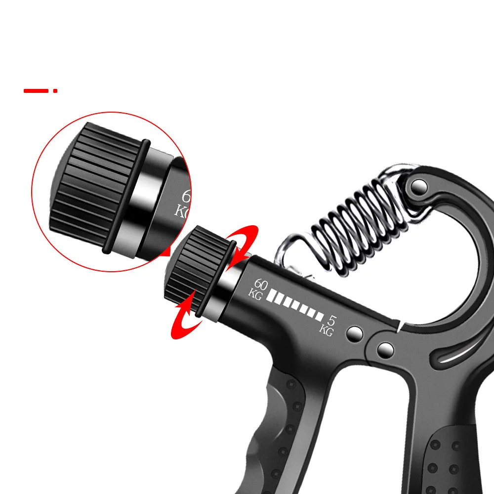 

Adjustable R-Shape Countable Hand Grips Strength Exercise Strengthener Gripper Spring Finger Pinch Carpal Expander Black