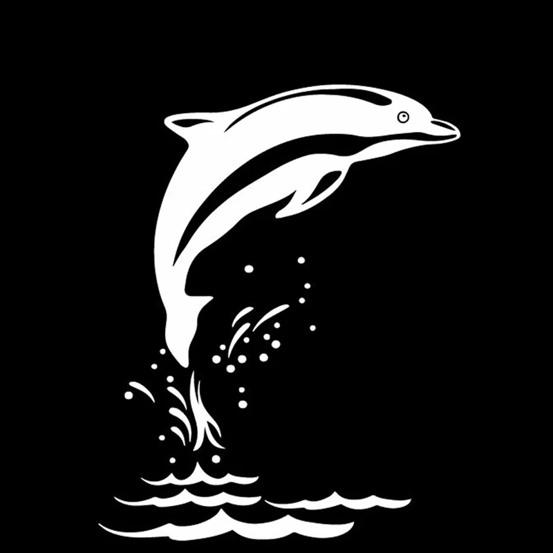 Volkrays Creative Car Sticker Dolphins Leaping Out of The Sea Accessories Reflective Vinyl Decal Black/Silver 15cm*11cm | Автомобили и