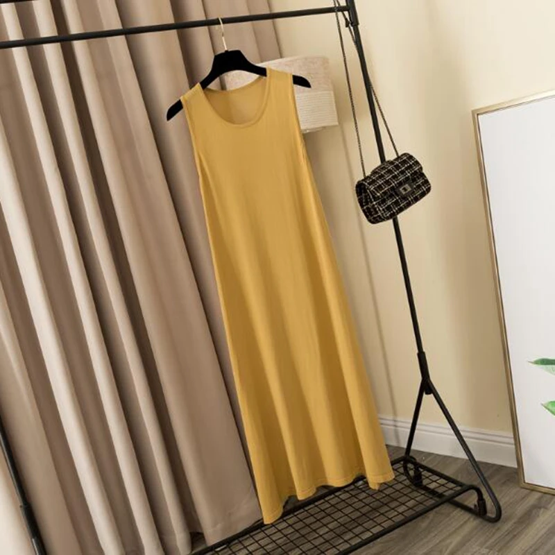 Женское прямое платье-макси GIGOGOU Повседневное трикотажное платье средней длины