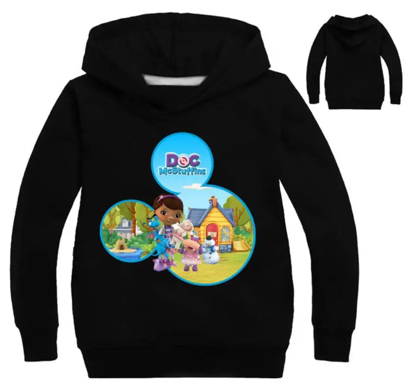 Детская толстовка г. Детская весенняя куртка детская одежда с принтом «Toy Doc Mcstuffins» хлопковые толстовки с капюшоном для детей Одежда для девочек, верхняя одежда