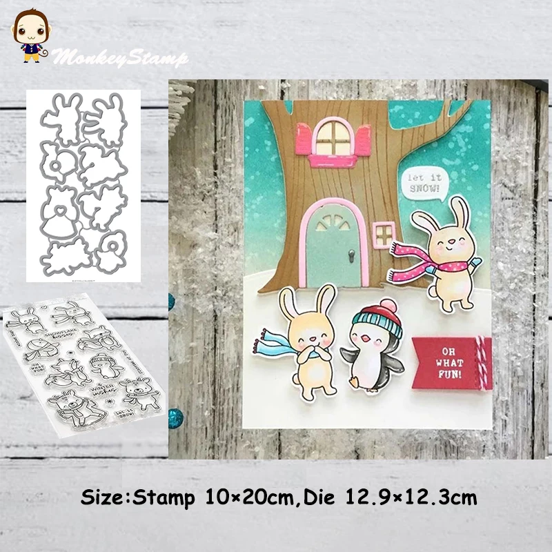 Обезьяна Рождество Пингвин и олень металлические режущие штампы трафарет для DIY