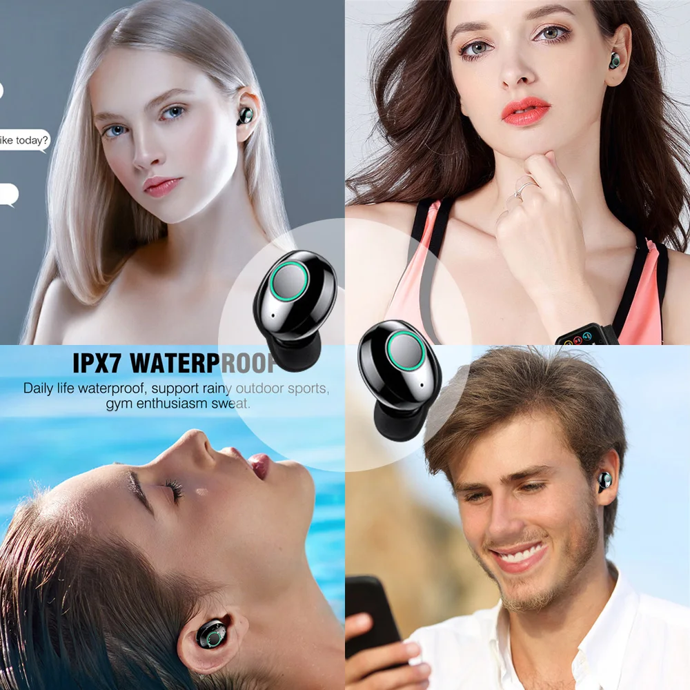 

TWS Wireless Bluetooth 5.0 Earphone HiFi Stereo Music Power LED Display Handsfree Sports Waterproof Earbuds Headphones With Mic