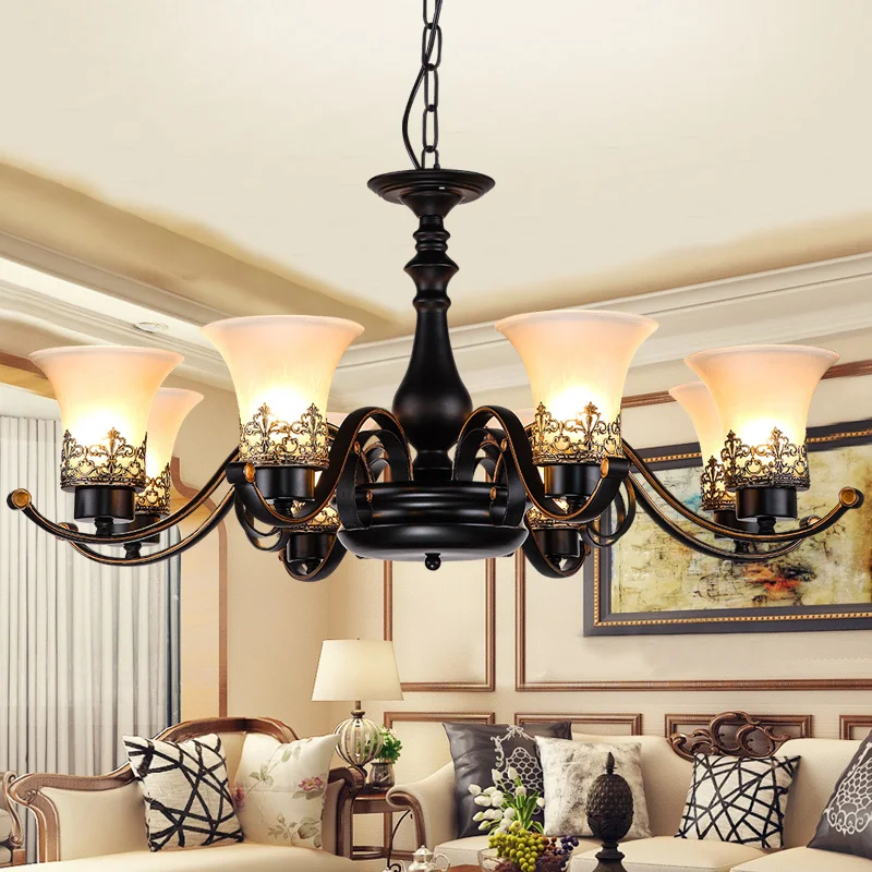 Винтажная черная люстра освещение блеск стеклянная лампа абажур для гостиной
