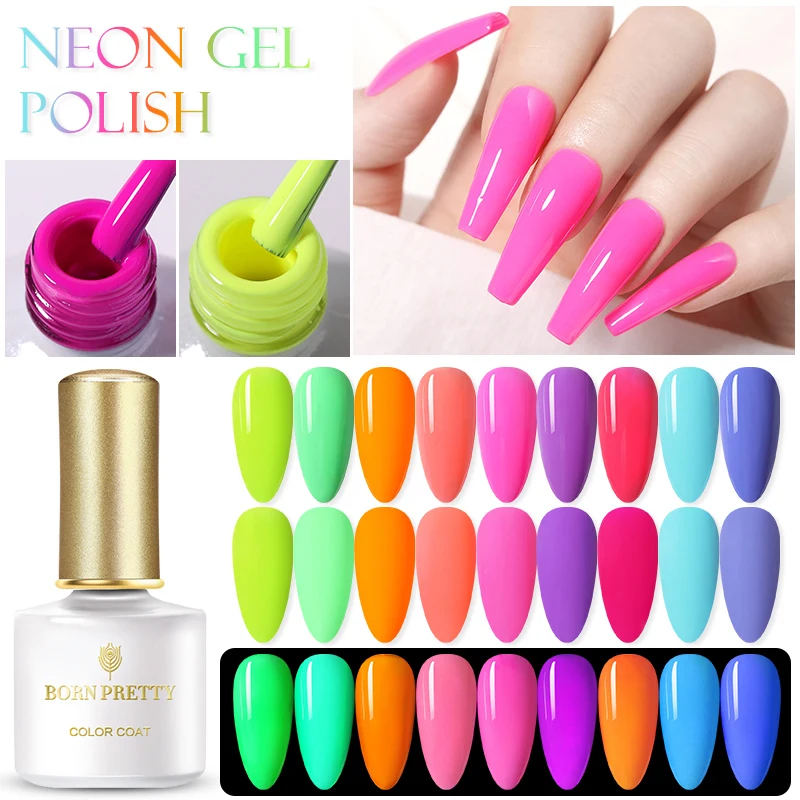 

BORN PRETTY Fluorescent Nail Gel Polish Bright Color For Manicuring Hybrid Soak Off Gel Semi-Permanent Nail Art Neon Gel Varnish