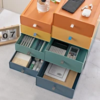 new arrival abs drawer desktop organizer desk storage box diy free sticker school stationery accessories