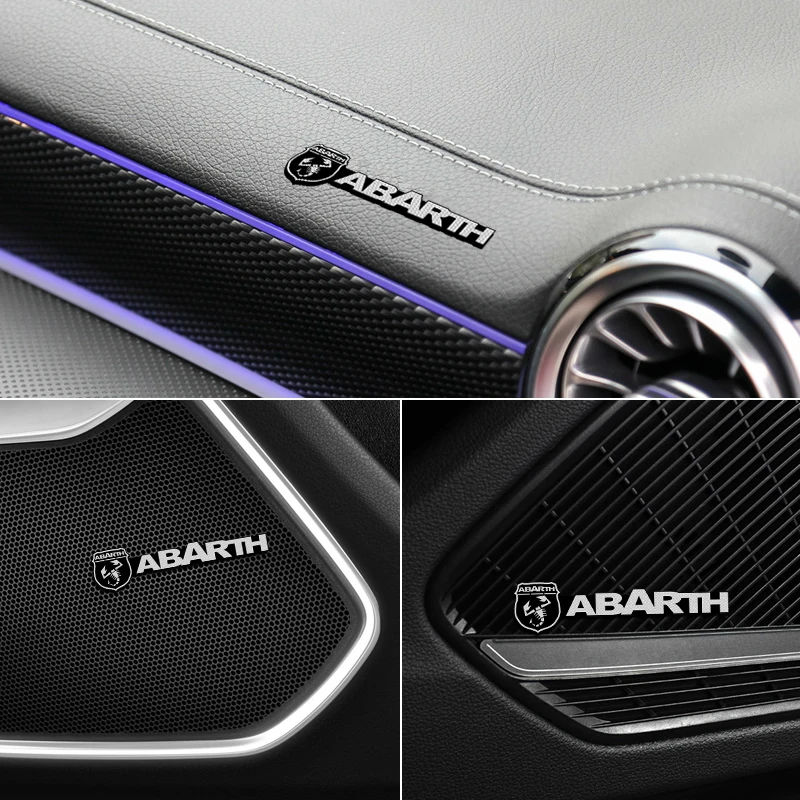 Модификация для fiat abarth 4 шт. алюминиевые декоративные Аудио наклейки