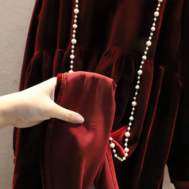 

XITAO Casual Draped Dress Women Trendy Fashion New Korean Style Turn Down Collar Long Sleeve Pullover Elegant Loose Slim ZY4299