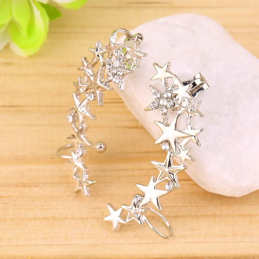 1 пара модных звездочек клипсы для ушей Кафф серьги без пирса свадебные