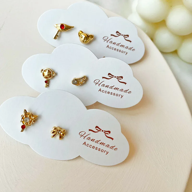 Серьги гвоздики в виде крыльев и звезд блестящие стразы медведя птицы для