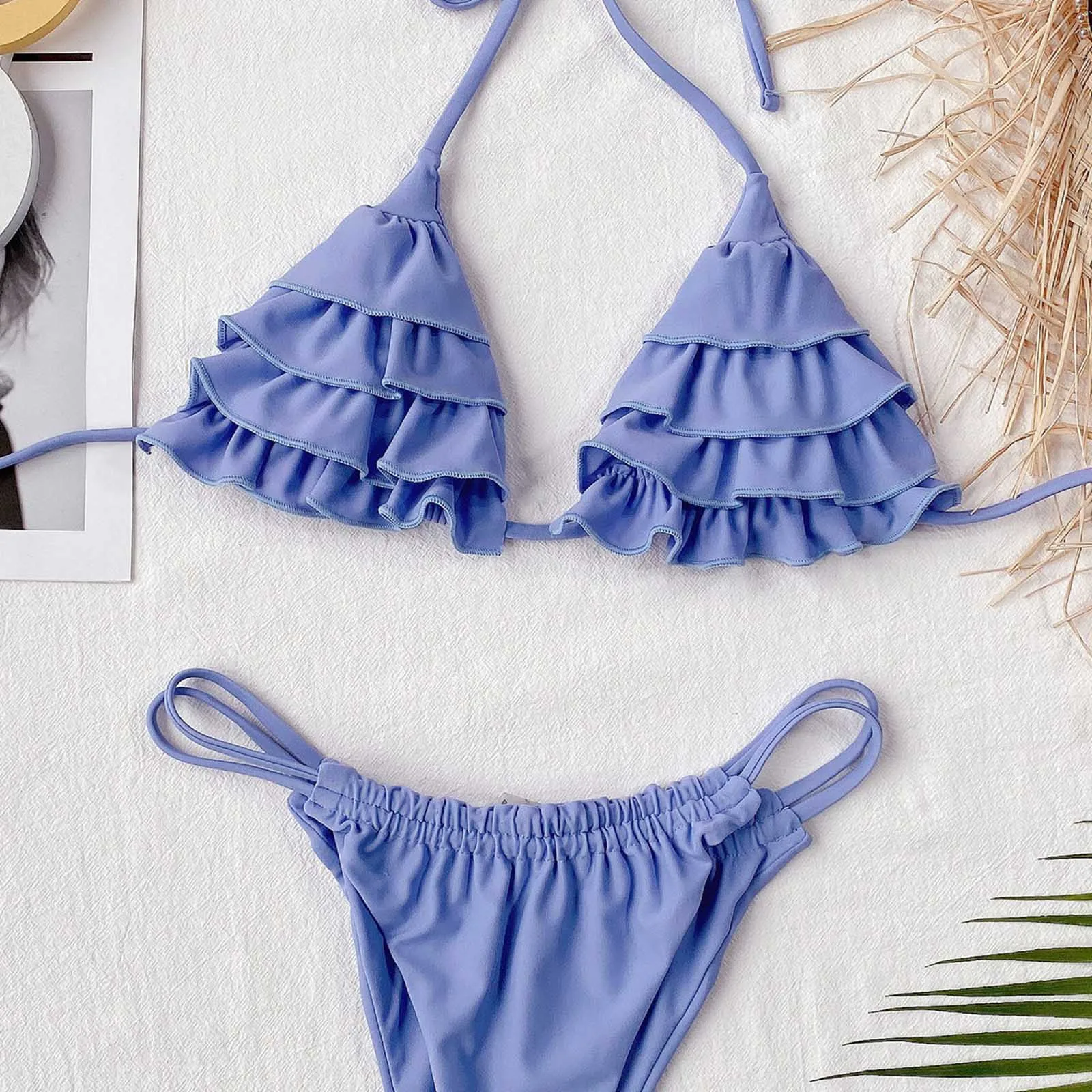 

Ruffles Micro Bikini Sexy Swimsuit 2 Piece Female Biquini Women'S Swimwear 2021 Summer High Waist Maillot Bain Femme Bikini Set