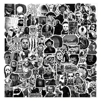 50100pcs black white horror characters stickers for notebooks stationary car scrapbook terror sticker aesthetic craft supplies