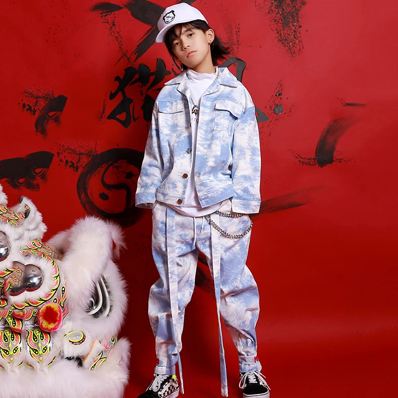 Джинсовый костюм в стиле хип хоп небесно голубого цвета свободная куртка для