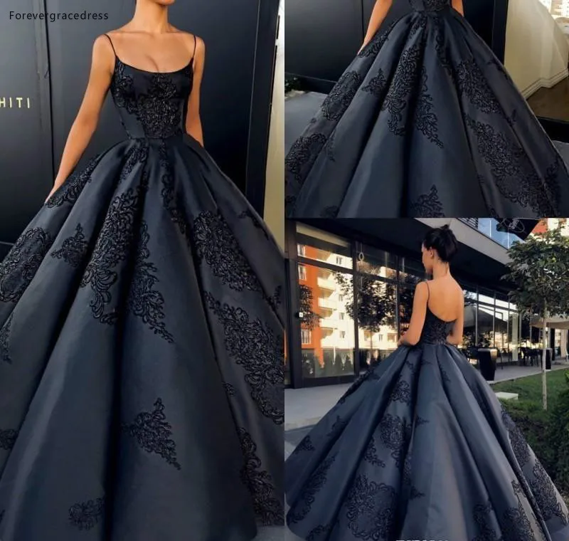 

2019 Sexy Spaghetti Straps Prom Dress Arabic Lace Appliques Long Formal Holidays Wear Graduation Evening Party Gown Custom Made