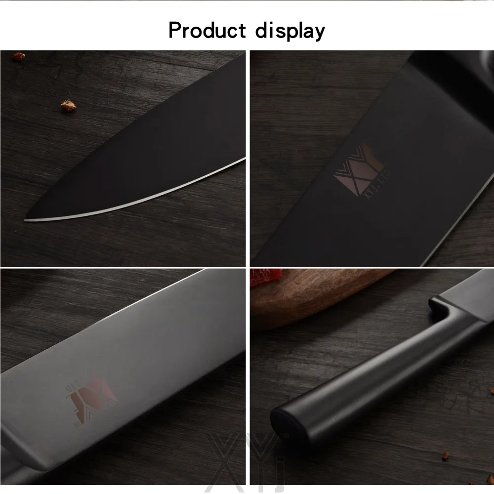 XYj набор ножей из нержавеющей стали антипригарное острое лезвие черный шеф