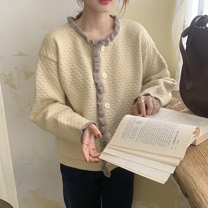 

Design Sweater Women Cardigans Single Breasted Sweaters Loose Outer Wear Autumn Lazy Wild Long-sleeved Knitted Cardigan Jacket