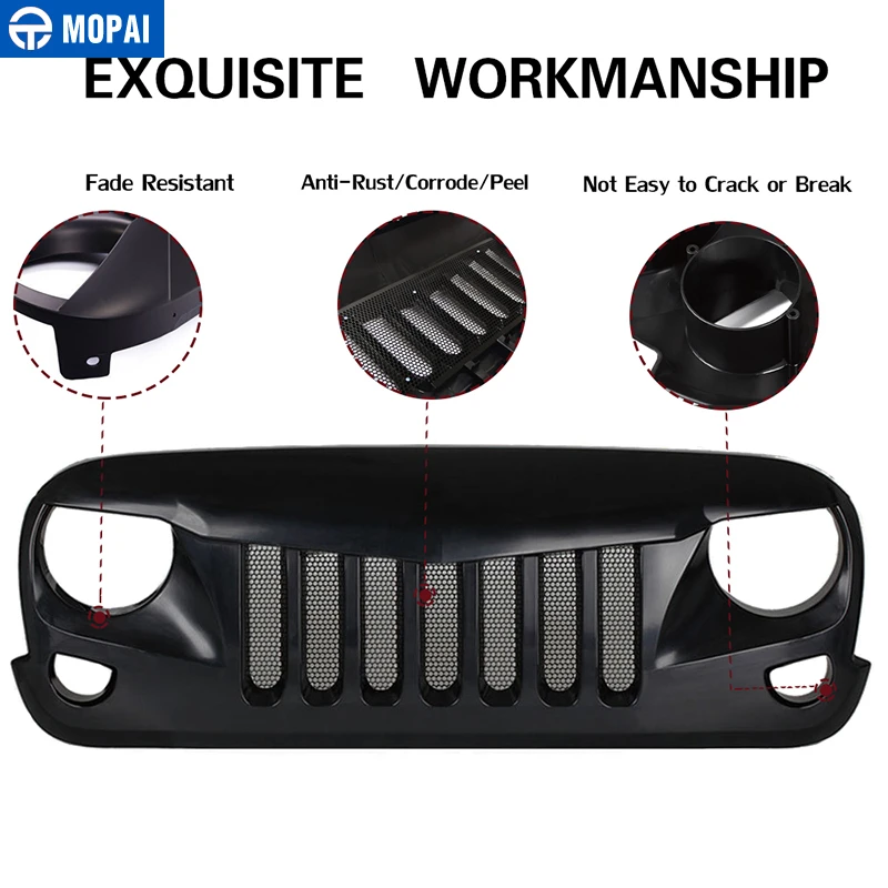 

MOPAI Racing Grills for Jeep Wrangler JK ABS Car Front Mesh Grille Decoration Cover Accessories for Jeep Wrangler JK 2007-2017