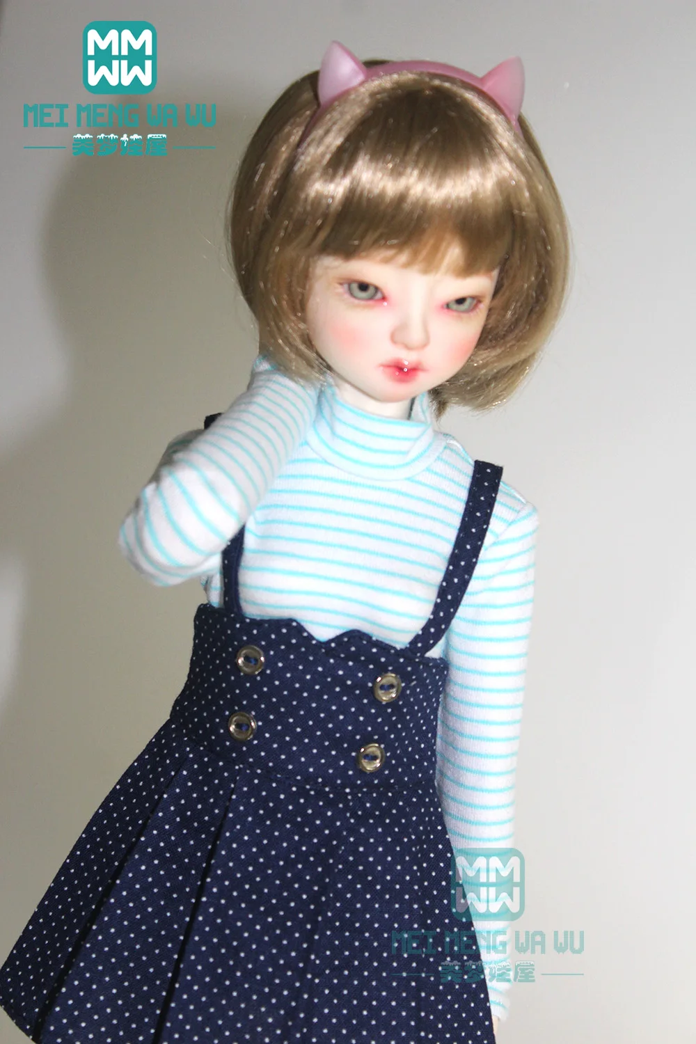 

Fits 43--45cm BJD Doll clothes MSD 1/4 Spherical joint Doll Fashion polka dot suspender skirt, shirt, T-shirt Girl's gift