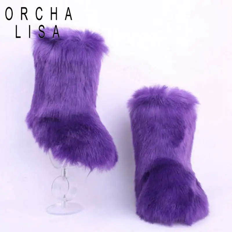 ORCHA LISA/женские зимние ботинки на меху для женщин Плотные меховые туфли плоской