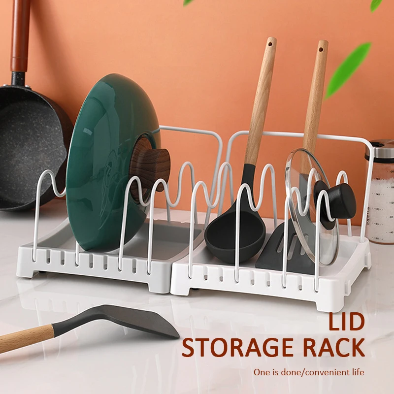 

Creative Four Bracket Cookware Storage Rack Cutting Board Pan Pot Adjustable Shelf Accessories Kitchen Cookware Storage Rack