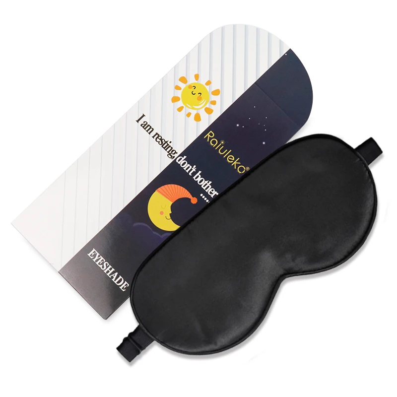 100% натуральная шелковая маска для сна накладка на глаза затеняющая черная