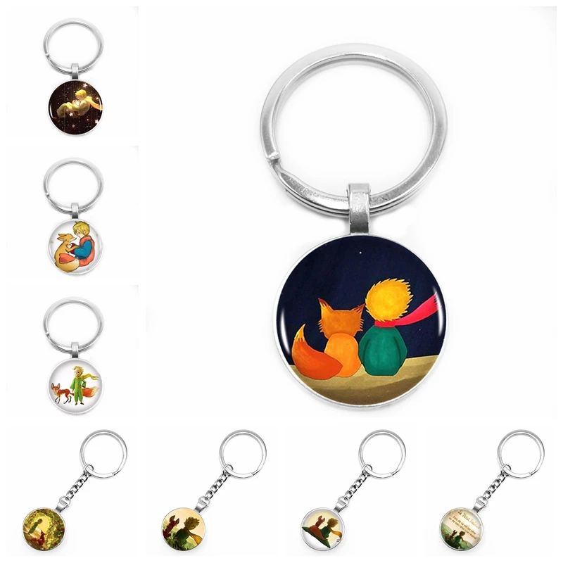 

2020 New Anime Peripheral Prince and Fox Keychain Glass Convex Personality Charm Bag Pendant Keychain Gift