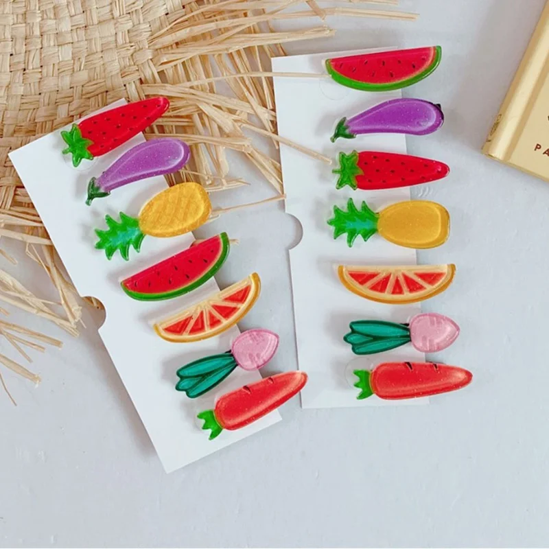 Заколка для волос детская в форме овощей фруктов 2 шт. модная шпилька | Детская