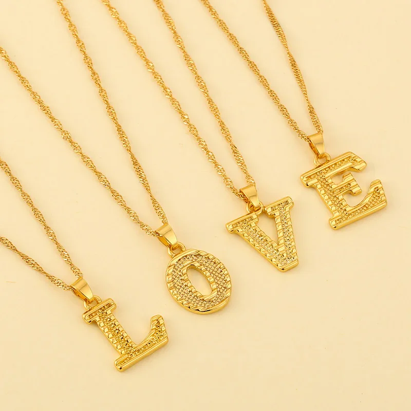 Хит продаж большой буквы ожерелье для женщин в золотом цвете из нержавеющей