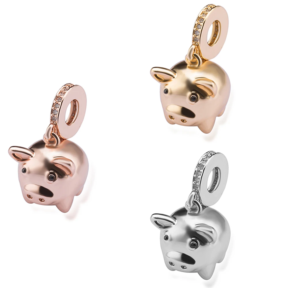 

NEW DIY Micro Pave Zircon Animal Piggy Jewelry Connector Bracelet Necklace Pendant Jewelry Accessories Valentine Day Gift
