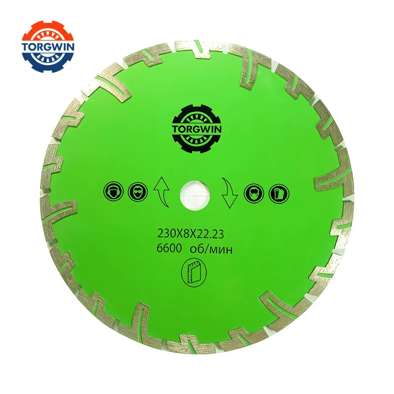 Diamond blade with turbo segments protective teeth for dry cutting of granite concrete slate gypsum clinker wood and others | Инструменты