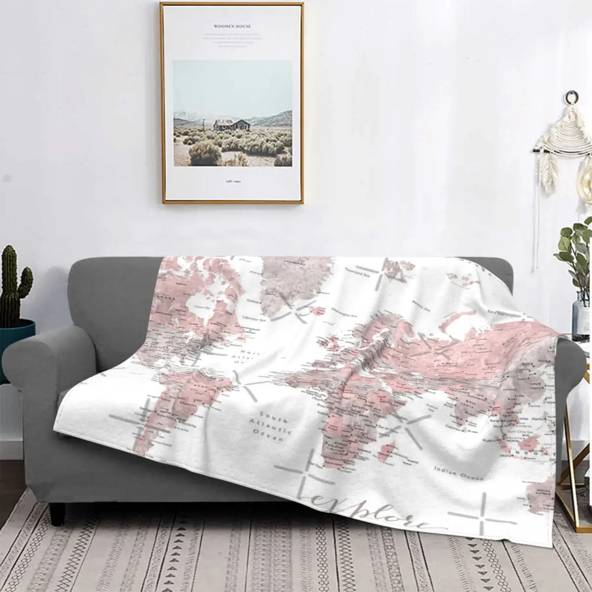 

Explore-Manta Rosa polvoria, colcha para cama a quadros, manta de cama, toalla de playa de lujo de verano