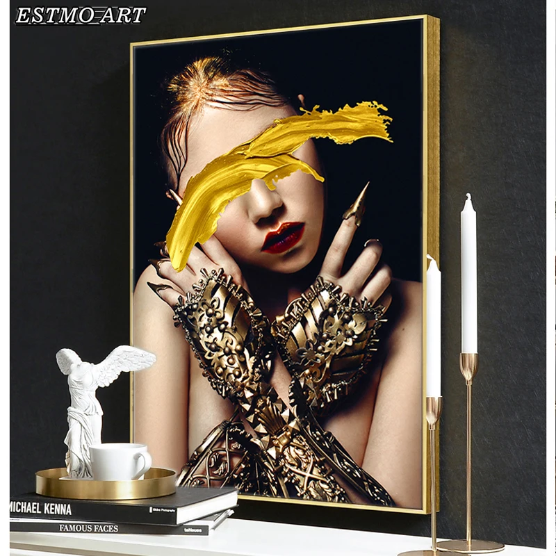 Печать на холсте плакат абстрактного искусства Золотой маслом Рисунок живопись