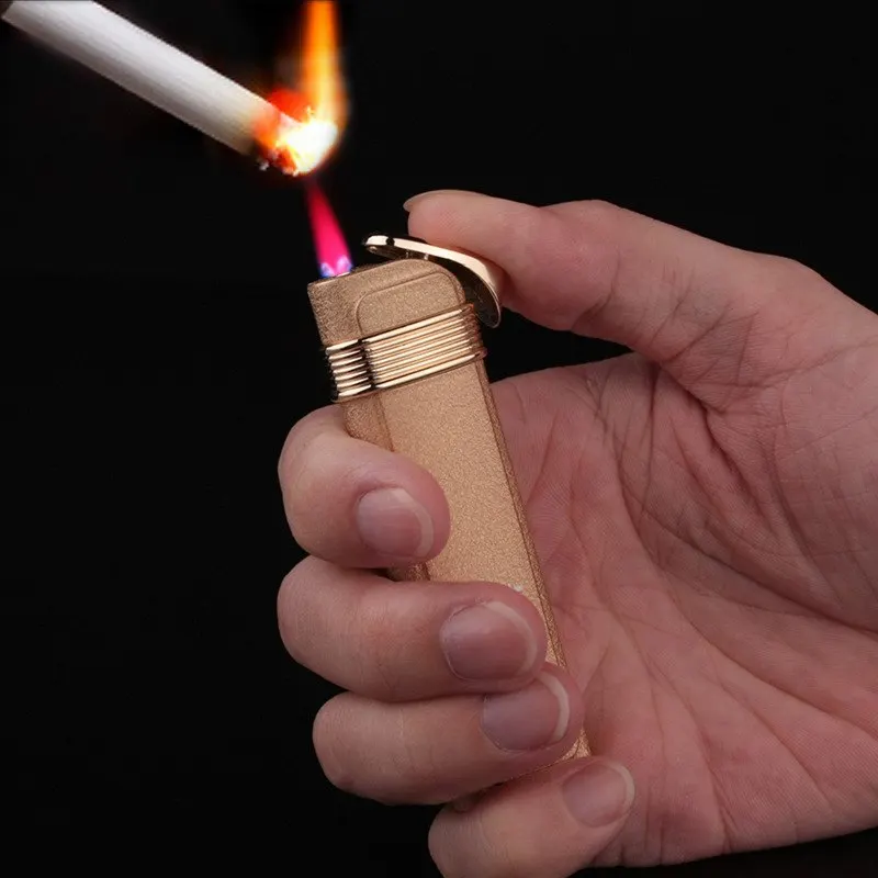 

Portable Ultra-thin Windproof Lighter Creative Personality Straight Red Flame Small Metal Butane Gas Lighter Smoking Accessories