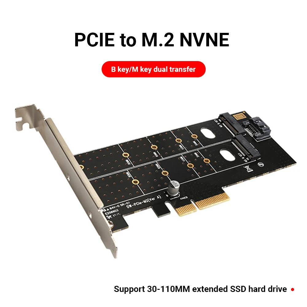 

New Arrival PCIE to M.2 Adapter Card PCI Express Card Key M + Key B M.2 NVMe Adapter Supports 2230 2242 2260 2280 22110 SSD