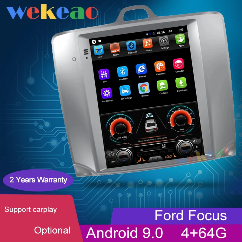 Wekeao 10 4 &quotвертикальный экран Tesla Style 1Din Android 9 0 Автомагнитола для Ford Focus авто GPS
