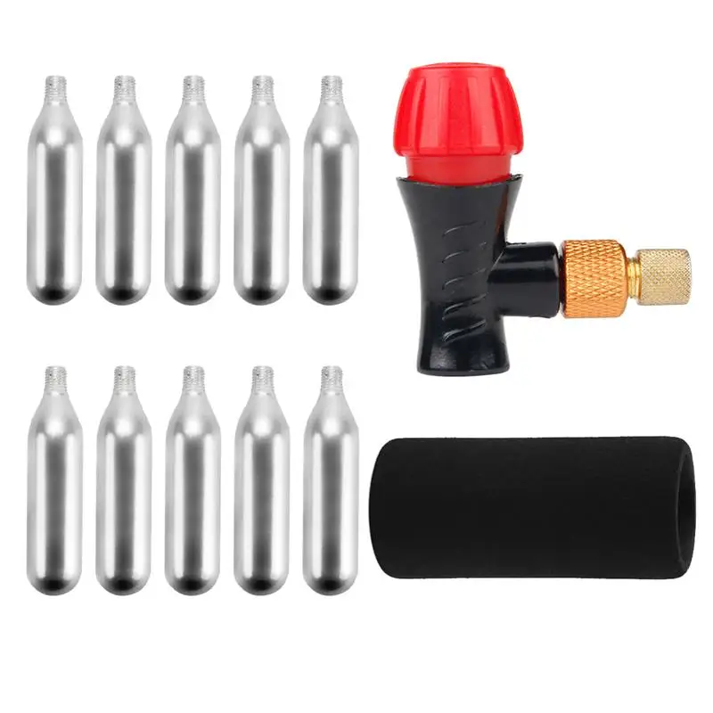 

1 Set Co2 Inflator Kit Co2 Inflator 10pcs 16g Co2 Cartridges and Carrying Case Bicycle and motorcycle portable tire inflation