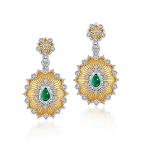 ly 925 sterling silver synthetic green agate 10k gold retro style heart elegant original drop earrins for women fine jewelry