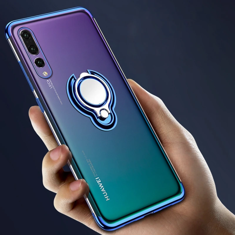 Чехол для Huawei P20 lite Pro металлический кольцевой держатель магнитный силиконовый - Фото №1