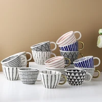nordic hand painted simple large capacity water cup ceramic household breakfast cup irregular office coffee mug