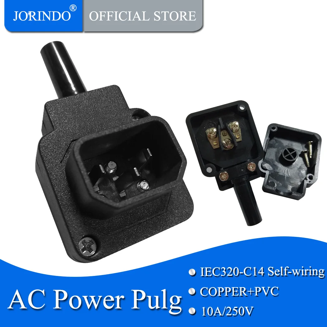 JORINDO 90 градусов C14 Разъем питания IEC 320 вниз угол штекер AC шнур питания/Кабельный