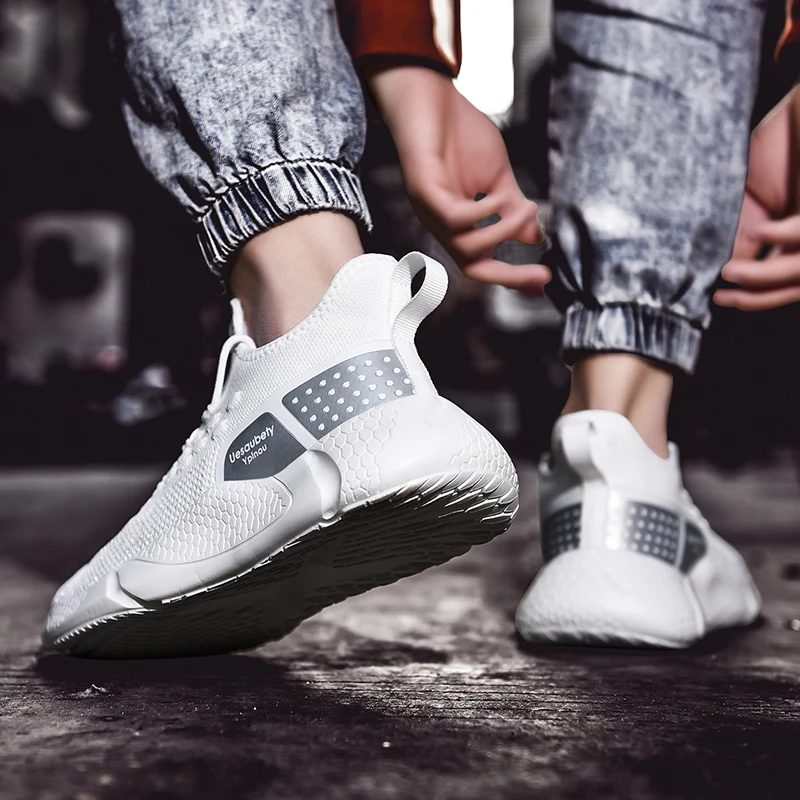 

New Ultralight Men Running Sports Shoes Breathable Sneakers Casual PU Lace Up Thick Heel Increase Height Platform Shoes 46