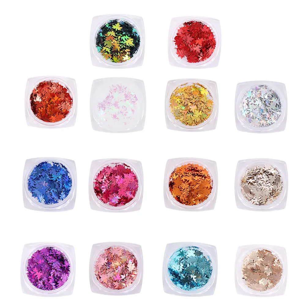 Голографические листья декор для ногтей желтые красные Блестки блестки Типсы