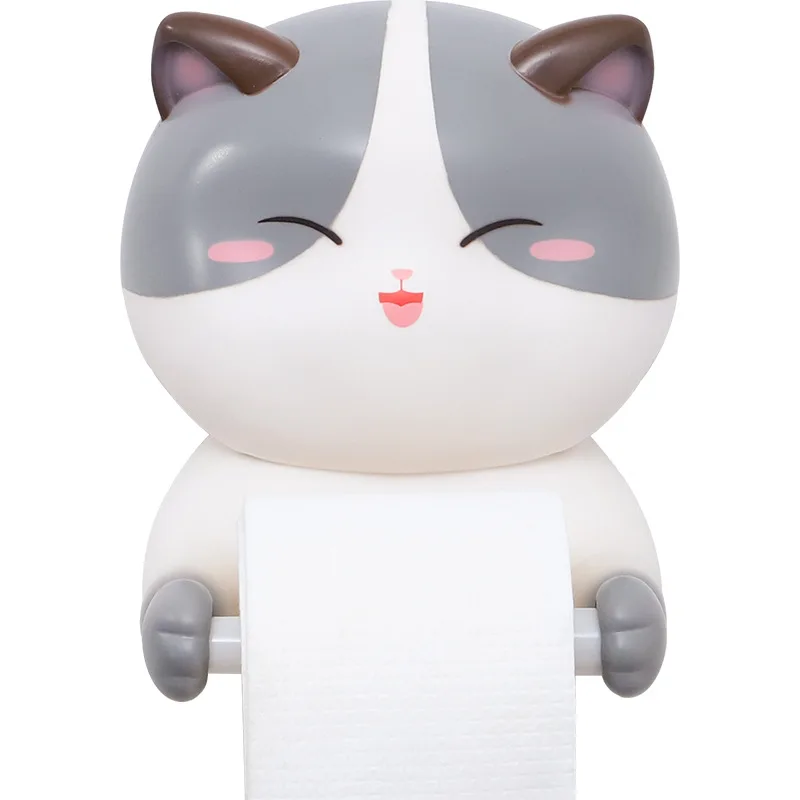

Cute cat sibling tissue holder animal wall decoration toilet free punch bathroom wall-mounted creative toilet paper holder