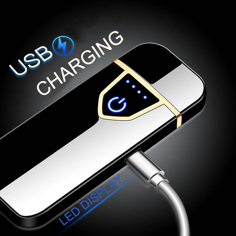 Ультра тонкая сигарета с зарядкой от usb металлическая зажигалка сенсорный экран