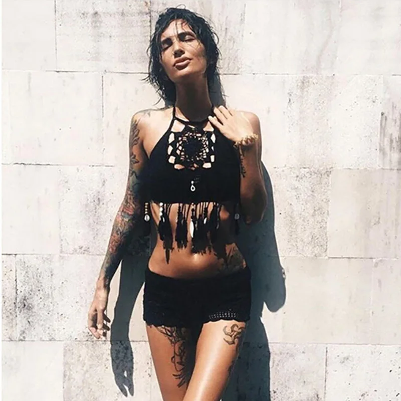 Новинка 2020 женские бикини летний комплект нижнее белье вязаный пляжный