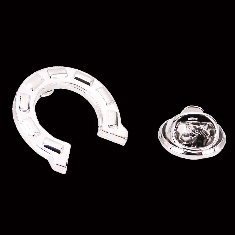 Брошь Мужская серебристая в форме подковы | Украшения и аксессуары