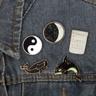 Белые Черные эмалевые заколки Созвездие Луна хорошая вибрия бутылка Кит Рыба брошка мультфильм пальто куртки значок на лацкан Ювелирное Украшение подарок